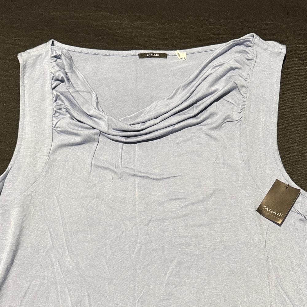 Tahari Women's Soft Blue Cowl Neck Tank Top